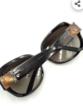 Dior Black Tortoiseshell Sunglasses with Gold Quilted Temple Accents